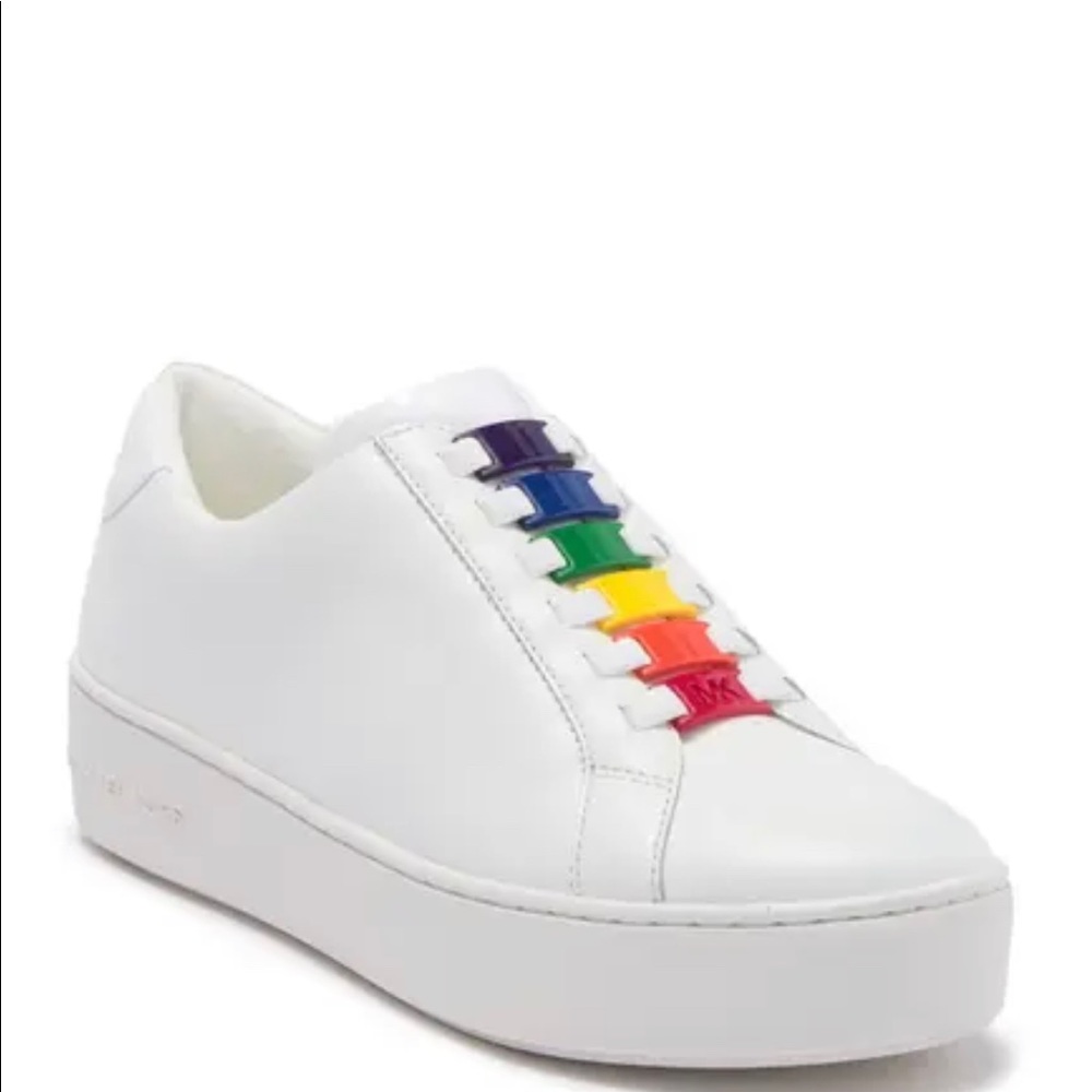 MICHAEL KORS CAMERON LEATHER SNEAKERS WHITE Sz:6.5 - Picture 3 of 8